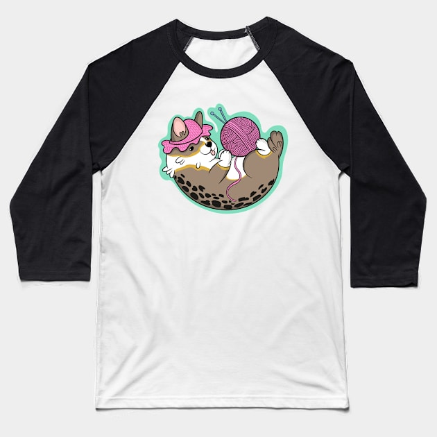 Cute Corgi Crochet Baseball T-Shirt by IhateDumplings